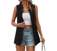 Gilet da Donna Cardigan Senza Maniche Gilet Blazer Aperto sul Davanti Gilet Gilet Foderato da Ufficio Scollo A V Top Giacca Leggera Estiva Gilet da Smoking, Black, M