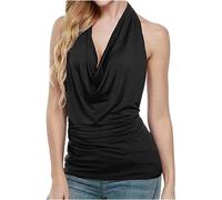 Gilet da donna con scollo all'americana Top estivo senza maniche in tinta unita Tshirt Cami Top da donna Sexy tinta unita con scollo all'americana Top con scollo a V Camicia slim fit top sexy casual