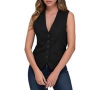 Gilet da Donna Elegante Gilet Blazer Senza Maniche Casual Collo a V Colore Solido Blazer Gilet Vintage Giacca Senza Maniche (Nero, M)