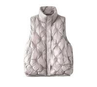 Gilet da donna in cotone, ampio, colletto alto, finitura lucida, senza maniche, comodo e caldo, Viola chiaro, X-Large