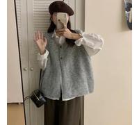 Gilet da donna lavorato a maglia a strati con elasticità moderata e lunghezza regolare, adatto per più stagioni e contesti casual o sociali (M grigio)