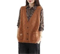 Gilet da donna lavorato a maglia cardigan senza maniche top retrò gilet moda fatto a mano maglione lavorato a maglia abbigliamento donna arancione