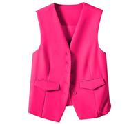 Gilet da donna lungo blazer gilet senza maniche bianco smoking giacca estiva senza maniche 2025 blazer da donna elegante blazer Old Money Style copertura estiva blazer giacca gilet, Rosa acceso., m