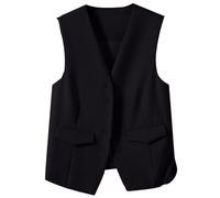 Gilet da donna lungo blazer gilet senza maniche bianco smoking giacca estiva senza maniche 2025 blazer da donna elegante blazer Old Money Style copertura estiva blazer giacca gilet, Nero , XL