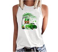 Gilet da donna St Patrik's Day Lucky Seamrog Maglietta senza maniche con scollo a O Irlanda Festival Costume camicia basic Shirt Gnom Animale Stampa Maglione Lá Fhéile Pádraig Sona Duit, Z1 bianco.,