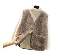 Gilet da donna Uk Teddy Fleece Gilet da donna Sherpa soffice gilet cappotto senza maniche scollo a V Button Down gilet cardigan tinta unita leggero accogliente gilet peloso giacche in pile con tasche