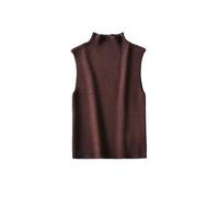 Gilet da donna vintage a collo alto senza maniche basic in maglia a coste, Come mostrato, M
