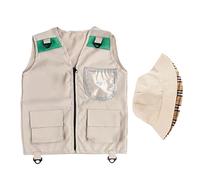 Gilet da esploratore per bambini - Gilet lavabile per bambini con cappello, costume per bambini per escursioni, caccia al tesoro, festa della giungla | Scopri la natura selvaggia, zoo, fattoria di