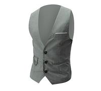 Gilet da lavoro da uomo, con scollo a V, slim fit, per smoking, per matrimoni, feste, cameriere, uniforme, senza maniche, casual, formale, gilet da uomo con bottoni