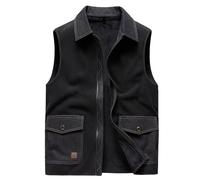 Gilet da lavoro da uomo, per attività all'aperto, leggero, trapuntato, traspirante, per l'autunno, inverno, senza maniche, per la transizione, Nero , M