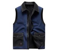 Gilet da lavoro da uomo, per attività all'aperto, leggero, trapuntato, traspirante, per l'autunno, inverno, senza maniche, per la transizione, Blu, L