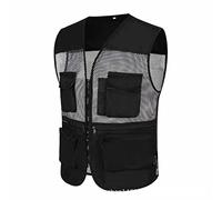 Gilet da lavoro da uomo, senza maniche, multi-tasca, in cotone, per campeggio, caccia, ad asciugatura rapida, multifunzione, per escursioni, campeggio, safari, trekking, con molte tasche, A nero, XXXL