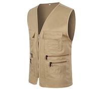 Gilet da lavoro da uomo, senza maniche, multi-tasca, in cotone, per campeggio, caccia, ad asciugatura rapida, multifunzione, per escursioni, campeggio, safari, trekking, con molte tasche
