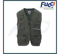 PAYPER Pocket Gilet Estivo Unisex da Uomo Donna Misto Poliestere Multitasche Chiusura Zip portabadge Reversibile Bande Reflex Interno Dry-Tech Pesca Caccia Lavoro Verde Militare (XL)