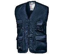 Gilet da Lavoro Multitasche Smanicato Uomo REPORTER in Poliestere Cotone BLU