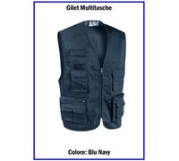 Gilet da Lavoro Uomo Multitasche Non Imbottito Smanicato Estivo Blu Pesca Caccia