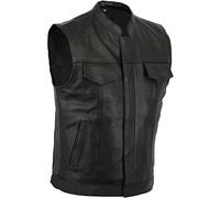 Gilet da motociclista in vera pelle da uomo Sons of Chopper, taglio gilet, tasche con cerniera di qualità per motociclette