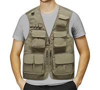 Gilet da Pesca da Uomo Gilet da Caccia, Viaggio Tasche Gilet Sport Giubbino da Lavoro Cronista Fotografi Senza Maniche con Multi-Tasche Gilet Uomo Estivo per La Fotografia Safari Campeggio