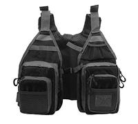 Gilet da Pesca,Gilet da Pesca a Mosca Per Uomo E Donna, Gilet da Pesca con Tracolla Regolabile in Poliestere Nero con Tasche Multiple Per Kayak, Canoa, Pesca, Attivit¨¤ All'aperto, Taglia Libera