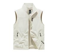 Gilet Da Pesca Traspirante In Rete Da Uomo, Gilet Da Caccia E Pesca Senza Maniche Con Cerniera Per Uomo Taglie Forti Con Tasche, Giacca Lavoro Viaggio Alla Moda Per Fotografia All'aperto(White,6XL)