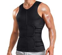 Gilet da sauna, con doppia cintura, per allenamento della vita, da uomo, per palestra, fitness, traspirante, snellente, supporta la forma addominale, corregge la postura per perdere peso, nero