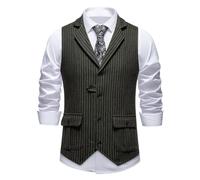 Gilet da uomo a righe in lana, senza maniche, con risvolto, ideale per un l | Giacca Pelle Scamosciata Uomo In Oversize Sopra Tasche Flanella O Bavero Maschio Informale Orsetto Strane