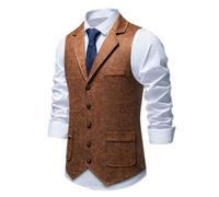 Gilet da uomo a righe in lana, senza maniche, con risvolto, ideale per un l | Giacca Pelle Scamosciata Uomo In Oversize Sopra Tasche Flanella O Bavero Maschio Informale Orsetto Strane