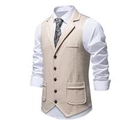 Gilet da uomo a righe in lana, senza maniche, con risvolto, ideale per un l | Giacca Pelle Scamosciata Uomo In Oversize Sopra Tasche Flanella O Bavero Maschio Informale Orsetto Strane