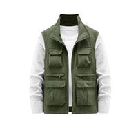 Gilet da uomo ad asciugatura rapida, vestibilità ampia, senza maniche, con cerniera, con tasche multiple per sport all'aria aperta, Esercito En8, L