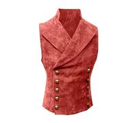 Gilet da uomo alla moda dal design slim fit per eleganti occasioni di lavoro, feste di nozze, canotta senza maniche con stile senza tempo, vestibilità comoda per il gentleman moderno, Colore: rosso, S