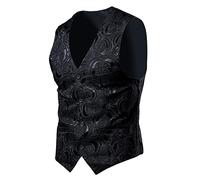 Gilet da uomo blu slim fit, gilet da sposa da uomo bianco gilet da lavoro in cotone tinta unita gilet comodo gilet con scollo a V gilet da uomo elegante gilet da festa monopetto, Nero , XXXXXXL