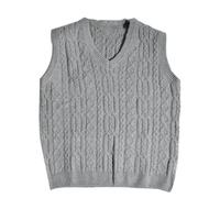 Gilet da uomo casual caldo vintage fritto twist testurizzato scollo a V maglione s autunno inverno, Grigio 9, M