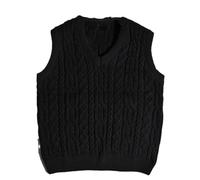 Gilet da uomo casual caldo vintage fritto twist testurizzato scollo a V maglione s autunno inverno, Nero , M