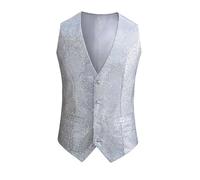 Gilet da uomo con scollo a V con paillettes tinta unita vestito da palcoscenico, A, L