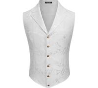 Gilet da uomo, costume gotico, gilet da uomo, costume tradizionale steampunk, senza maniche, nero e bianco, medievale, gilet vittoriano, costume per Halloween, costume tradizionale da uomo