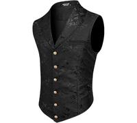 Gilet da uomo, costume gotico, gilet da uomo, costume tradizionale steampunk, senza maniche, nero e bianco, medievale, gilet vittoriano, costume per Halloween, costume tradizionale da uomo