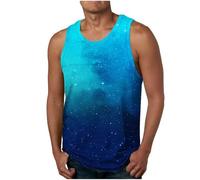 Gilet da uomo estivo tinta unita casual gilet classico senza maniche t-shirt da uomo vestibilità regolare colore sfumato pullover palestra allenamento running canotte da uomo, Blu 2, S