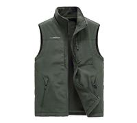 Gilet da uomo foderato in pile antivento impermeabile gilet, caldo inverno escursionismo pesca gilet, tasche multiple con cerniera, orlo regolabile, vestibilità comoda, tessuto leggero durevole, Verde