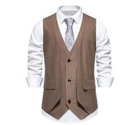 Gilet da uomo formale slim fit classico con scollo a V, gilet sartoriale con chiusura a bottone, tasche con patta, tessuto di alta qualità, fodera liscia, cuciture pulite, elegante strato da uomo