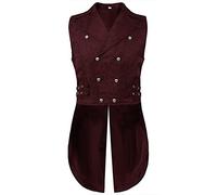 Gilet da uomo gotico, Steampunk Frack, lungo da uomo, alla moda, nero, a due file, da cortile vittoriano, retrò, stile medievale, per cosplay e Halloween