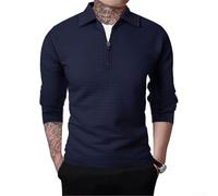 Gilet da uomo in maglia a nido d'ape, con mezza zip, tinta unita, casual, primo strato, per lavoro e uso quotidiano, comodo, leggero, giacca interna termica da uomo, primavera, autunno inverno (M blu