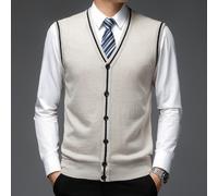 Gilet Da Uomo In Maglia Cardigan Top Canotta Maglione A V Retro