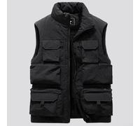 Gilet da uomo in pile spesso per il freddo, giacca a vento, senza maniche, per uso quotidiano e viaggi (M, nero)