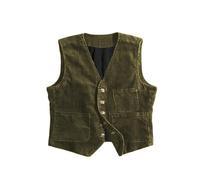 Gilet da uomo in velluto a coste, stile vintage, da caccia, senza maniche, per abbigliamento formale e casual, Verde oliva, 5XL