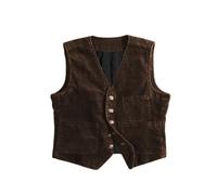 Gilet da uomo in velluto a coste, stile vintage, da caccia, senza maniche, per abbigliamento formale e casual, cioccolato, 4XL