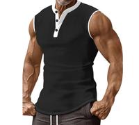 Gilet da uomo in vendita nel Regno Unito, canotte estive in tinta unita da spiaggia con bottone casual con scollo a V gilet classico basic senza maniche t-shirt da uomo vestibilità regolare
