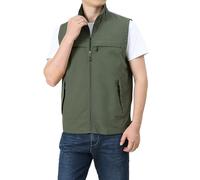 Gilet da uomo leggero per attività all'aperto, casual, con cerniera, in tessuto traspirante resistente all'acqua, per viaggi, escursionismo, pesca, design con tasche multiple, vestibilità comoda