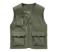 Gilet da uomo leggero, traspirante, senza maniche, per pesca, escursionismo, casual, con tasche multiple, Esercito En8, XS