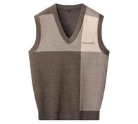 Gilet da uomo Lettera Vestiti Plaid Gilet Scollo a V Senza Maniche Overfit Maletry Cotone Maglieria Classico Brutto, Gilet 37-Khaki, L