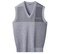 Gilet da uomo Lettera Vestiti Plaid Gilet Scollo a V Senza Maniche Overfit Maletry Cotone Maglieria Classico Brutto, 37-Grigio chiaro9 Gilet, M